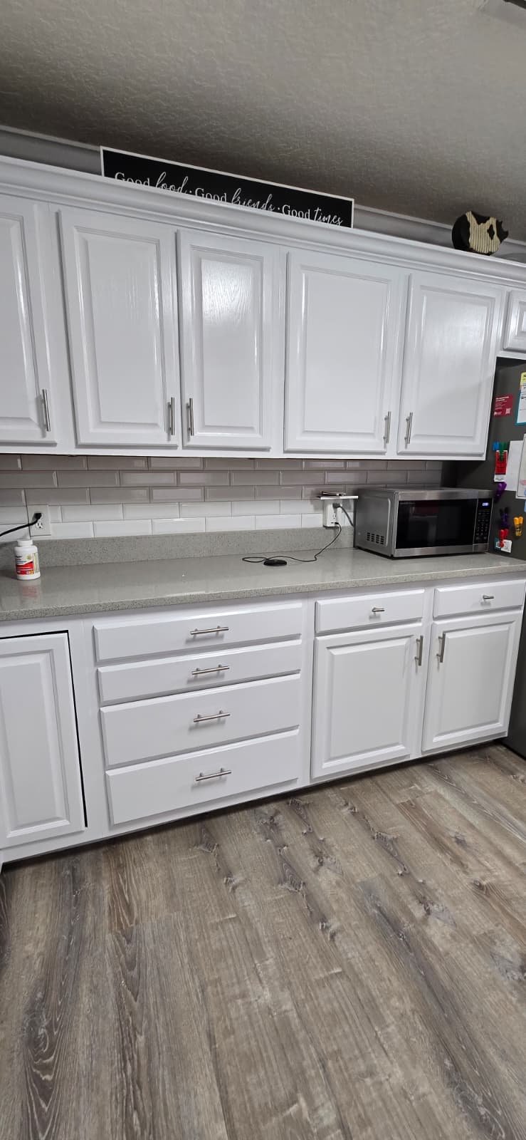 White kitchen cabinets - full wall